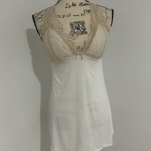 Source Unknown Cream Chemise with Scalloped Edges